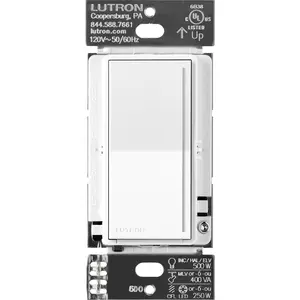 Lutron Sunnata PRO LED+ Touch Dimmer, Phase Selectable, LED/MLV/ELV, Single Pole/Multi-Location, Neutral Required, ST-PRO-N-BW, Brilliant White