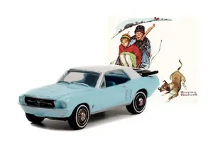 1967 Ford Mustang Coupe w/ Trunk Ski Rack and Skis (Norman Rockwell Series 4) Diecast 1:64 Scale Model - Greenlight 54060D