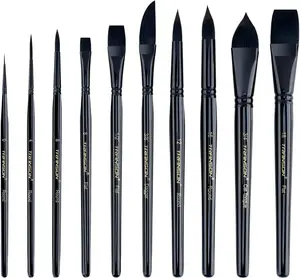 Transon 10pcs Natural Watercolor Paint Brush Set Professional for Watercolor Acrylic Ink Gouache Tempera