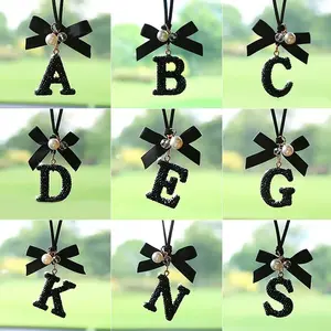 Fashion Bow Car Pendant, Letter Design Rearview Mirror Decoration, Perfect Gift for Holidays & Birthdays, Elegant Auto Accessory, Car Interior Decoration, Car Hanging Decoration