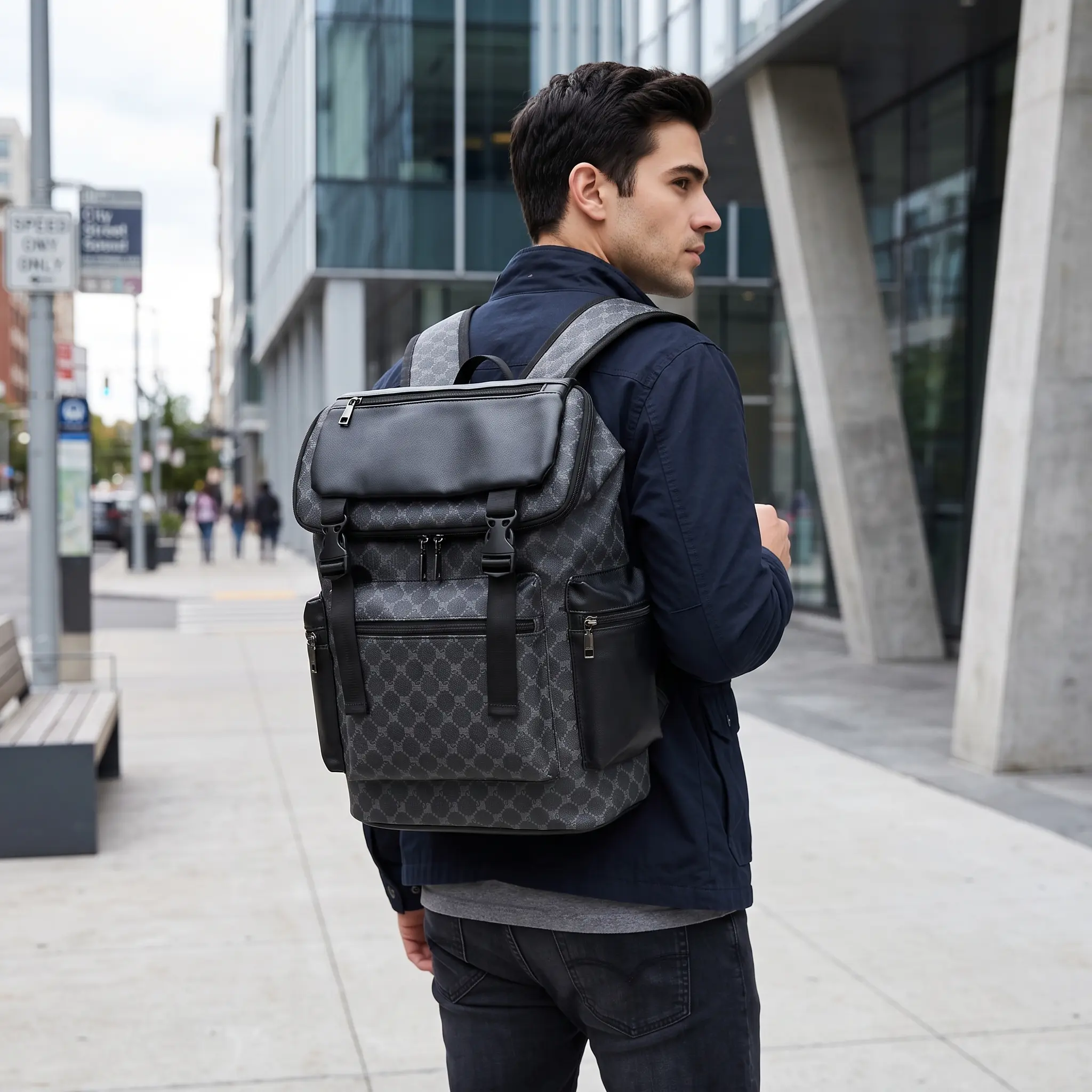 Unisex Lightweight Large-Capacity Backpack, Stylish PU with Multiple Compartments, Multiple Pockets, Adjustable Straps, Tablet Sleeve, Mesh Bottom, Zippered Secure Closure for Travel, School