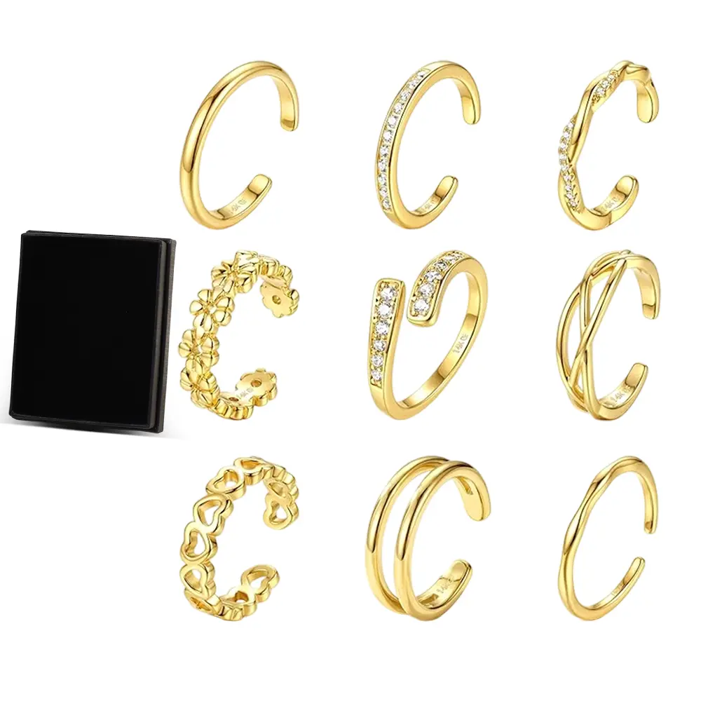 9-Piece Adjustable Open-Ended Ankle Bracelets Set for Women – 9Pcs Layered Chain Anklets with Extender, Gold Silver Rose Gold Foot Jewelry for Beach, Summer & Daily Wear