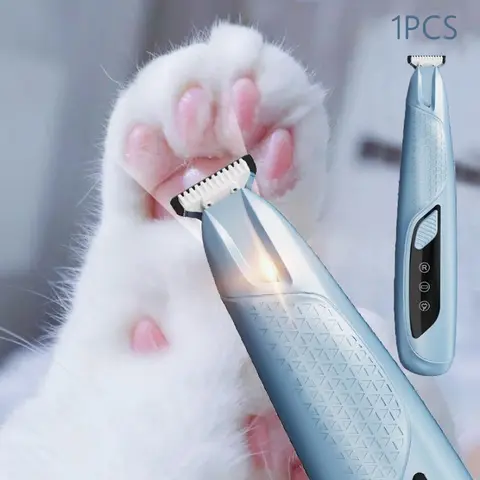 Pet Hair Trimmer, 1 Box Rechargeable Pet Hair Shaver with Light, Pet Grooming Tool, Paw Trimmer, Dog & Cat Grooming Supplies
