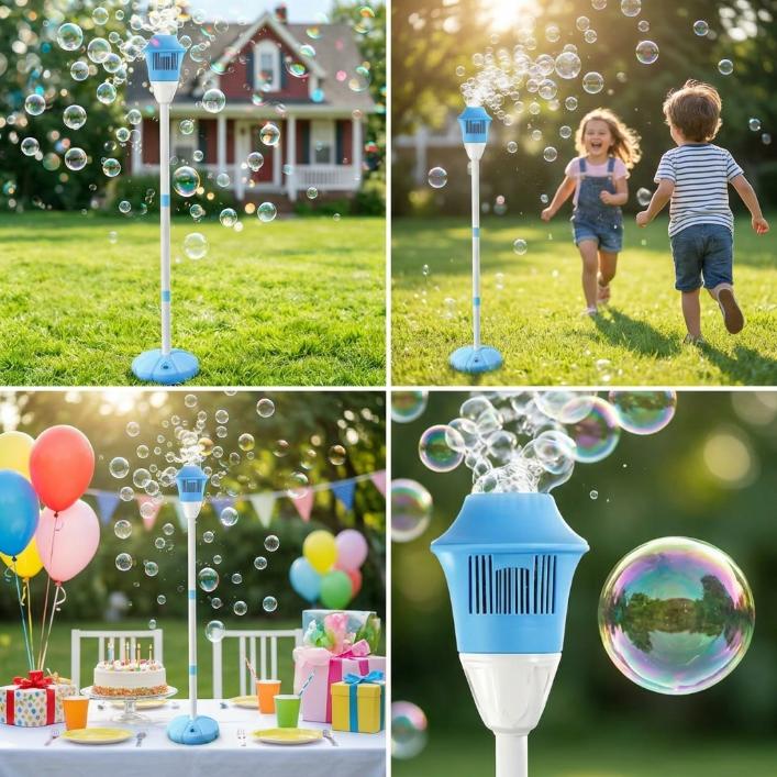 Automatic Handheld Bubble Machine for Kids, Bubble Maker Spring Summer Toys with Lights, Outdoor Rechargeable Blower Best Easter Gift for Children
