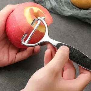 1pc Premium Y-Shaped Metal Peeler - Straight Edge Vegetable & Fruit Peeler for Potatoes, Carrots, and More - Durable Kitchen Gadget Tool with Ergonomic Handle for Effortless Peeling, Vegetable Peeler, Kitchenware