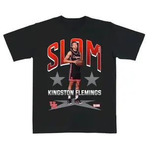Kingston Flemings Houston Basketball Slam T-Shirt – Vintage College Hoops Graphic Tee Featuring Houston Star Player Design 5TY