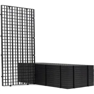 12 Pieces 5.9x11.8in (15X30cm) Aquarium Grid Plastic Fish Tank Divider, Egg Crate for DIY Filtration and Bottom Protection in Aquascaping (Black-No Accessories)