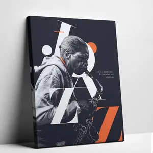 Unframed Canvas Jazz Music Saxophone Wall Art Retro Typography Music Poster Print Aesthetic Studio Living Room Decor Gift for Music Lovers