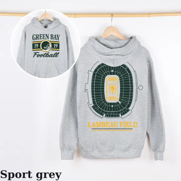 Est. 1919 Green Bay Football Hoodie Pullover, Retro 90s Football Stadium Map Print, Throwback Football Graphic, Unisex Green Bay Football Hoodie, Men's Clothing, Women's Clothing