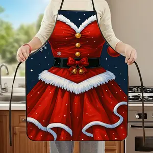 Elegant unisex chef's apron for Christmas, adjustable waist/tied hem, perfect for baking and cooking, ideal for holiday baking, cooking, and Christmas parties, and suitable for couples