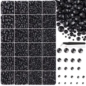 24 pieces of black resin decorated with brilliant crystals, made of 30,000 pieces of resin. It can be used to make clothes, shoes, fabrics, nail jewelry sets, and comes with tweezers, magnetic pens and free gifts. DIY handmade decoration set
