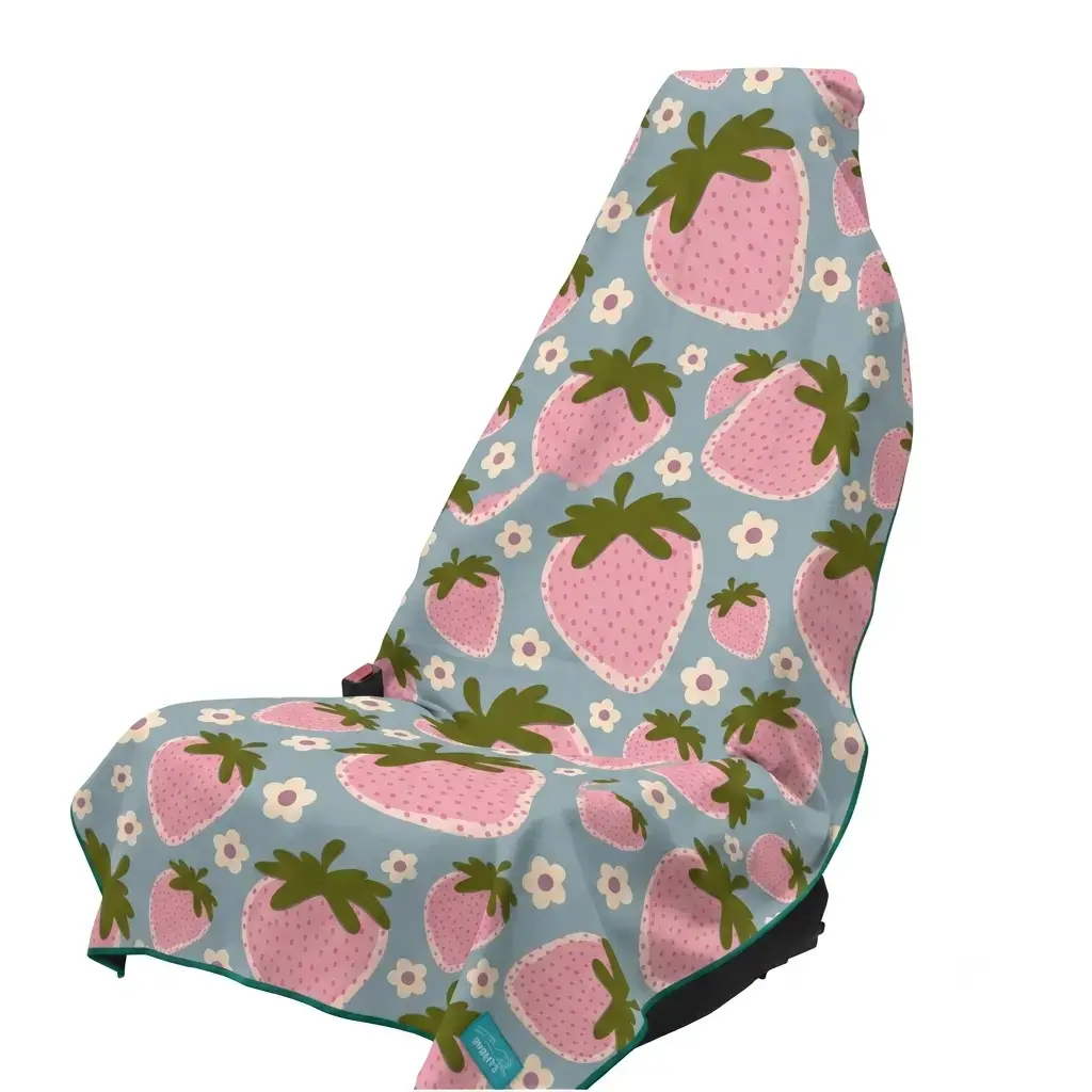 Strawberry Berry Print Car Interior Cover, Seat Protector That Shields Vehicle Seating, Fits Easily