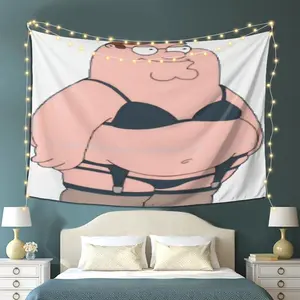 Peter Griffin Tapestry - Bedroom, or Office Decor - High-Quality Print Peach Light Beige Fabric - Perfect Gift for Fans of Family Guy, Bedroom Wall Art | Stylish Home Accessory | Soft Texture Tapestr 60X40 Colorful Decoration Curtains Light