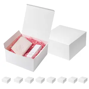 Gift Boxes with Lids 10x10x5 Inches 10 Pack Bridesmaid Proposal White Cardboard Gift Box for Presents, Christmas, Wedding, Graduation, Holiday, Birthday Craft Present Packaging