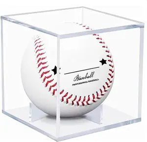 Baseball Display Case UV Protected Acrylic Clear Baseball Holder Square Cube Ball Protector Memorabilia Autograph Display Box for Official Size Baseball