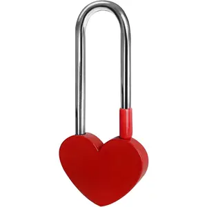 Keyless Love Lock Single Heart Padlock,Red 3.5" 50mm Love Padlock for Lovelock Bridge, Wishing Tree(NO Key)