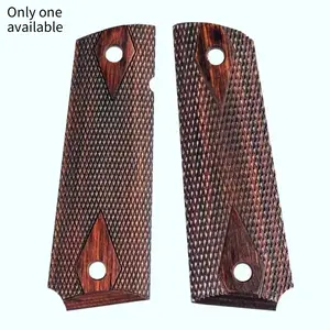 DIY Making  2Pieces Gun Grips Rosewood Laminate Checkered Ambi Cut Grips, Pistol Scales Shank Accessories Anti-Slip Slab