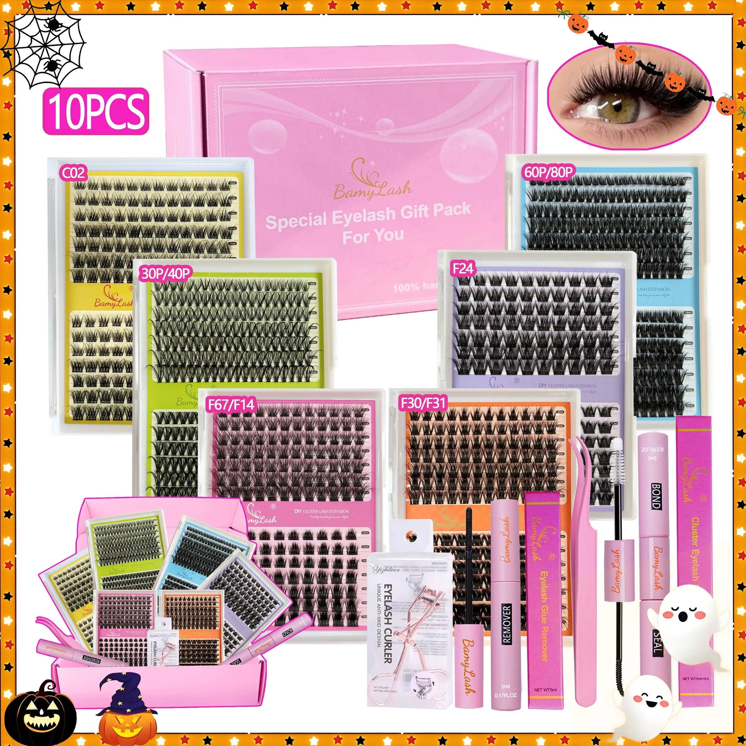 6 Boxes Eyelash Cluster Set D Curl Mixed Styles, Complete Lash Extension Kit with Glue Tweezers Remover Clips, Beginner & Pro Use, Eyelash Extensions Volume Cluster Lashes, Fluffy Volume Eyelashes, Volume Eyelash Clusters, DIY Eyelash Extensions