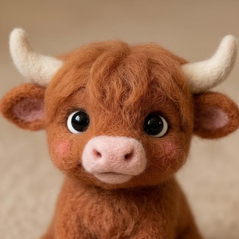 1Set Animal Needle Felting Kit, Felting kits for Beginners adult with Step-by-Step Video Tutorials, Fox/Donkey/Sheep/Highland Cow DIY Felting Kit, Cute Funny Home Decorative Ornaments, Birthday Valentine's Day and Christmas Gifts, Diy Handmade Craft