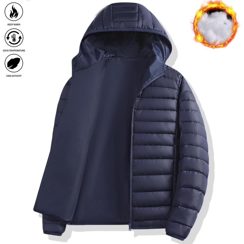 Men's Ultra-Lightweight Puffer Hooded Jacket – Fashionable Quilted Coat with Multiple Pockets, Ideal for Cold Weather – Perfect for Outdoor Activities and Everyday Wear casual woven fabric a goose