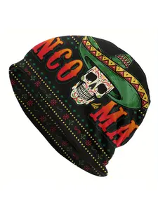Mexican Sugar Skull Colorful Floral Patterns Unique Design Outdoor Bonnet Hats Men‘s Skullies Beanies Hat Cap Hip Hop Caps For Running Dance and Climbing