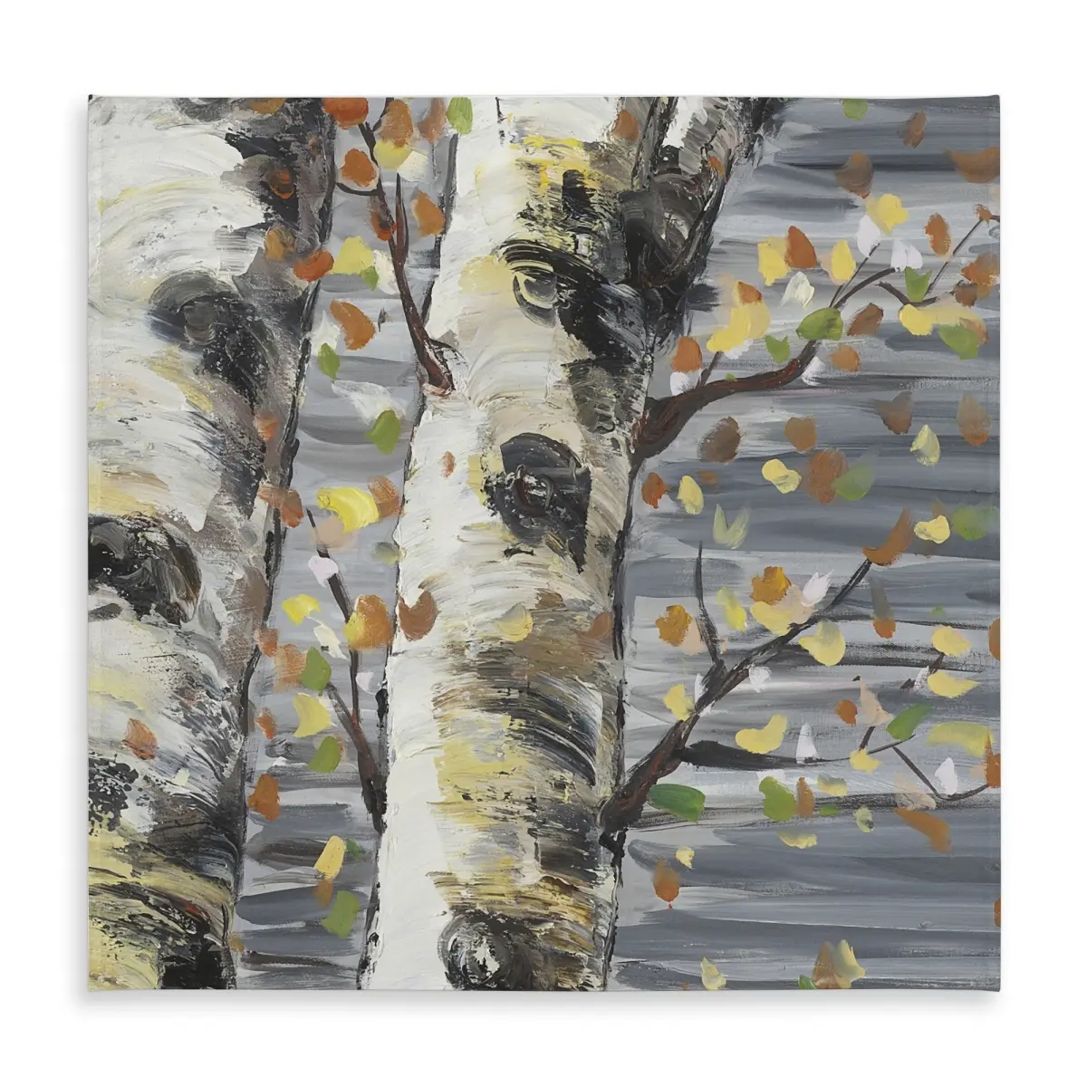 Begin Home Decor C1TC5858Q9KY5H 58 x 58 in. Budding White Birches Tablecloth - Gray Contemporary Decor