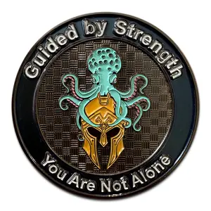 Resilience Coin Guided by Strength You Are Not Alone Symbol of Determination and Brotherhood 2 Inches Premium Alloy Antique Finish Honoring Veterans and First Responders