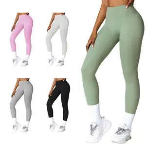 High Waist Workout Leggings for Women, Tummy Control Compression Yoga Pants, Seamless Front Athletic Running Gym Leggings
