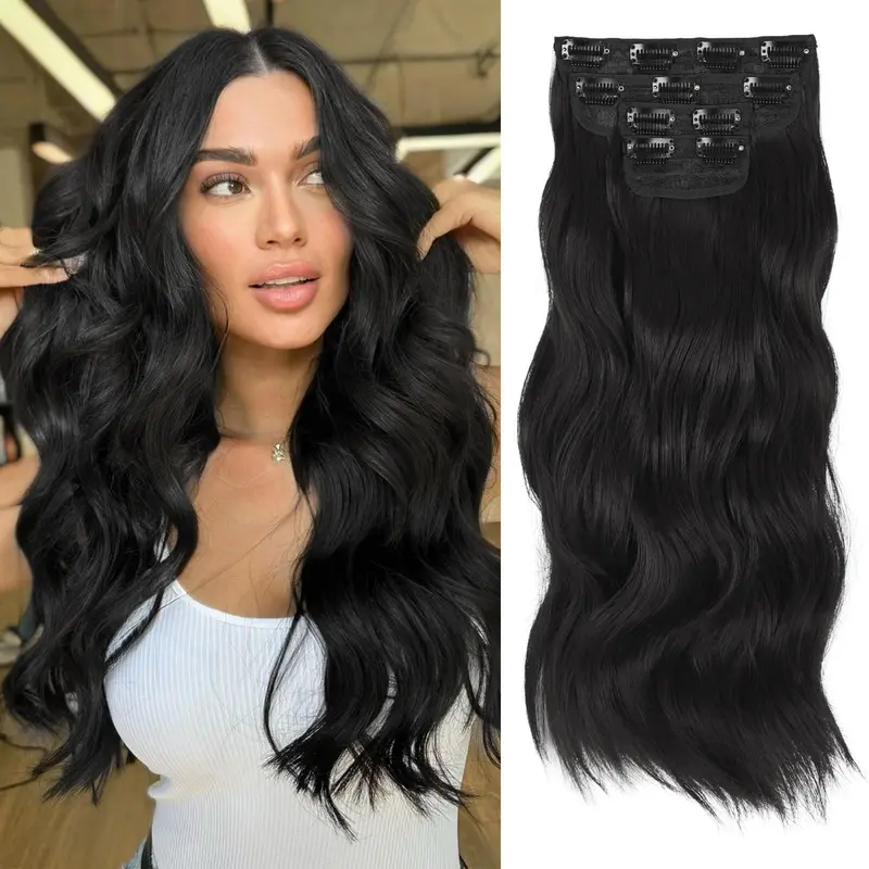 Vigorous Clip-In Premium Synthetic Hairpiece for Females - Premium Synthetic Hair, Long Soft Waves, Natural Blend, Easy Install, Spot Clean, Daily & Party Wear, Clip-In Hair Solutions