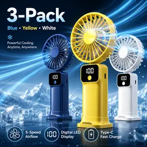 Ultra Quiet 100-Speed Foldable Fan Handheld Neck Wearable Mini Fan with Digital Display & Phone Stand