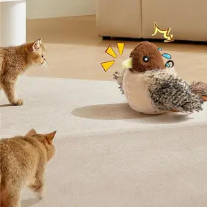 Cat Toys Rechargeable Flapping Bird Sparrow, Lifelike Chirp Tweet, Touch Activated Kitten Toy Interactive Cat Exercise Toys for All Breeds Cat Kicker Catnip Toys