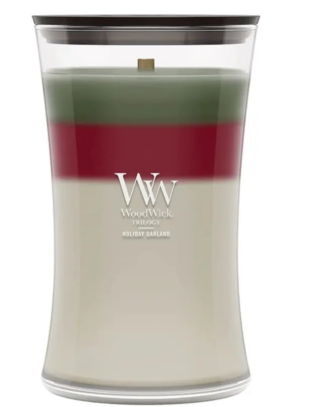 WoodWick Holiday Garland 3-in-1 22oz Jar Candle - 180-Hour Burn Time, Aroma Scent, Fragrance Candle for Home Room Decor