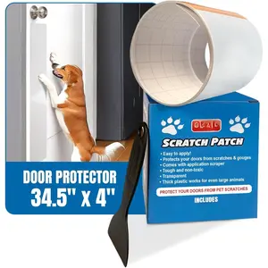 Door Protector - Scratch Protectors for Pets - Transparent Shield for Pet  - Self-Adhesive & Easy to Apply, Includes Application Scraper - 34.5 x 4 Inches, 2