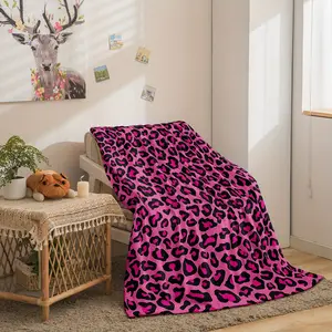 Contemporary Flannel Leopard Blanket - Digital Printing, Soft Polyester Fiber, Tear-Resistant, Lightweight, Suitable for Bed, Sofa, Travel, All Year Round - 1 Piece