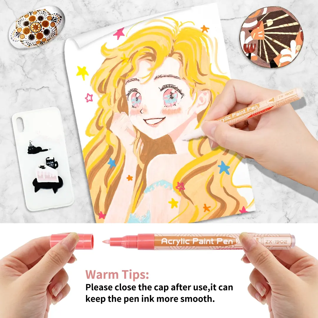 22pcs Acrylic Paint Markers, Professional Color Range, Ultra Fine