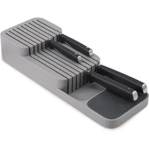 Knife Organizer, holds up to 9 knives, Kitchen Organization & Drawer Storage – Compact, Grey