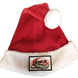 Santa blowing bubble Santa hat pompom