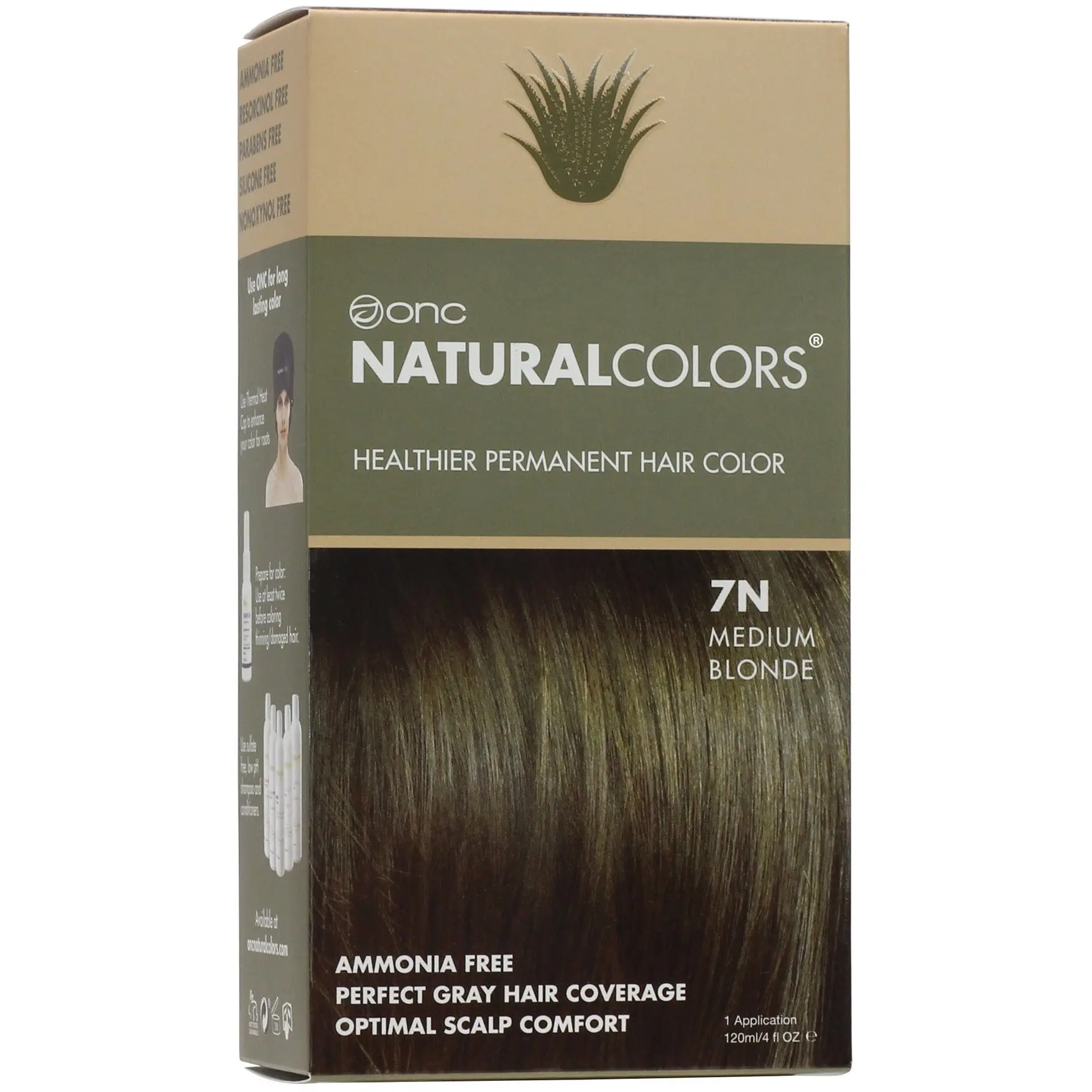 7N Natural Medium Blonde Heat Activated Hair Dye With Organic Ingredients 120 mL / 4 fl. oz.