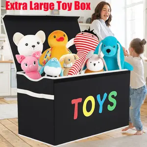 Nursery Toy Storage Chest with Lid - Extra Large Collapsible Toy Box for Kids Room - Sturdy Storage Bins for Toys, Blankets and Clothes