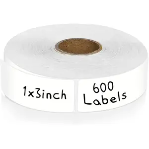 600 Blank Removable Freezer Label Stickers, 1”x3” Waterproof Adhesive Paper Tags with Perforation, Easy to Write & Peel for Food Jars, Bottles, Containers, Refrigerator, Storage