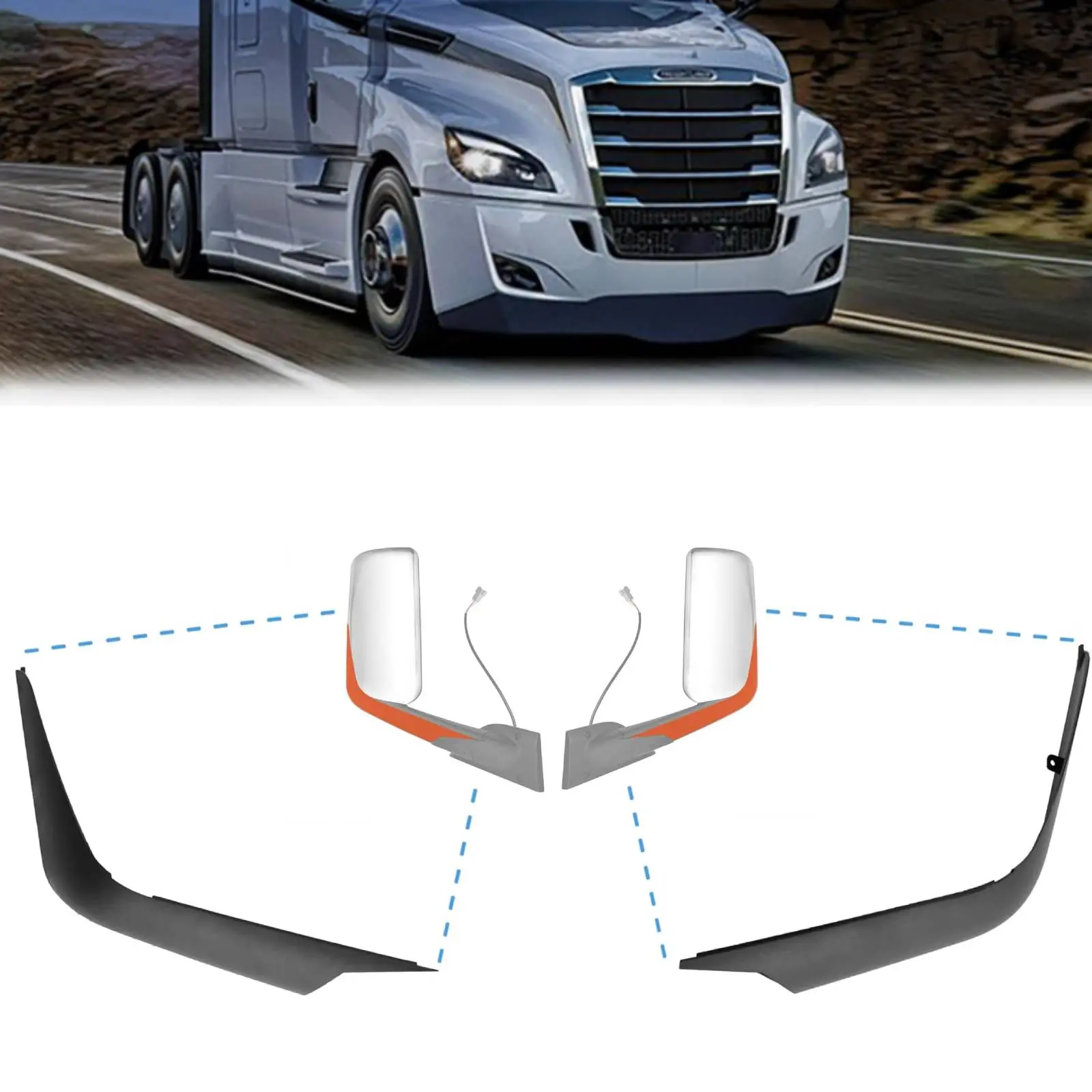 TORQUE Pair of Automotive Door Mirror Arm Covers, Auto Replacement Vehicle Accessories for Freightliner Cascadia 2018+, Left Driver & Right Passenger Side (TRM310500BL & TRM310500BR)