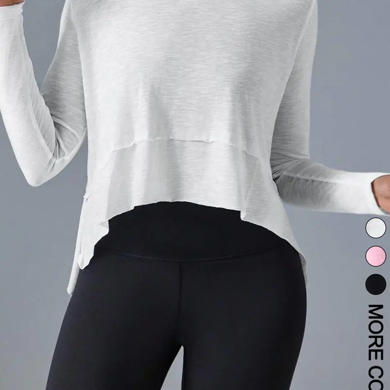 Women's Outdoor Gym Casual Long Sleeve T-Shirt, Casual Workout Tops, Comfortable Sports Top for Women, Perfect for Fitness & Daily Wear, Athletic Yoga Shirts
