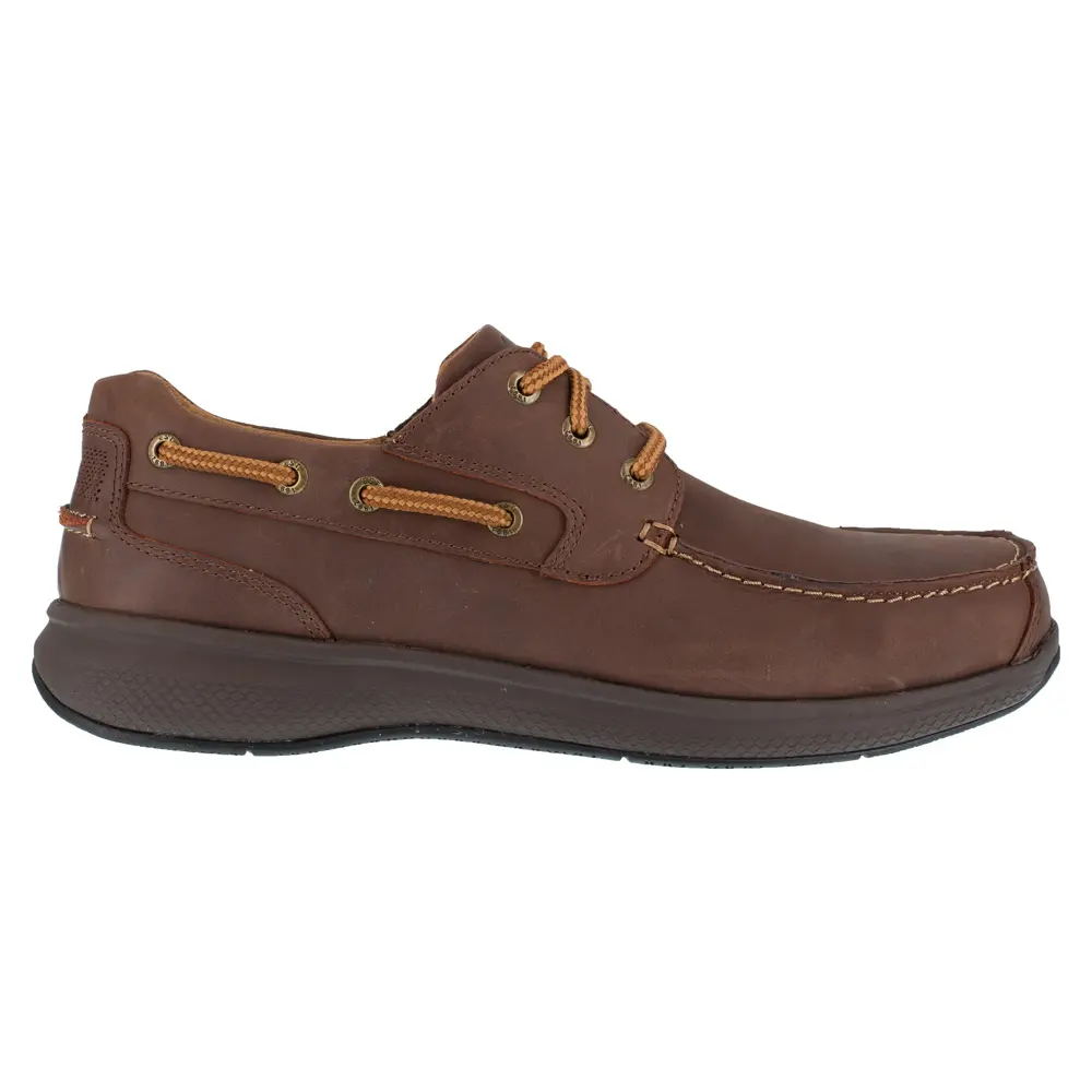 Florsheim Work Mens Bayside Slip Resistant Steel Toe  Work Safety Shoes Casual - Brown