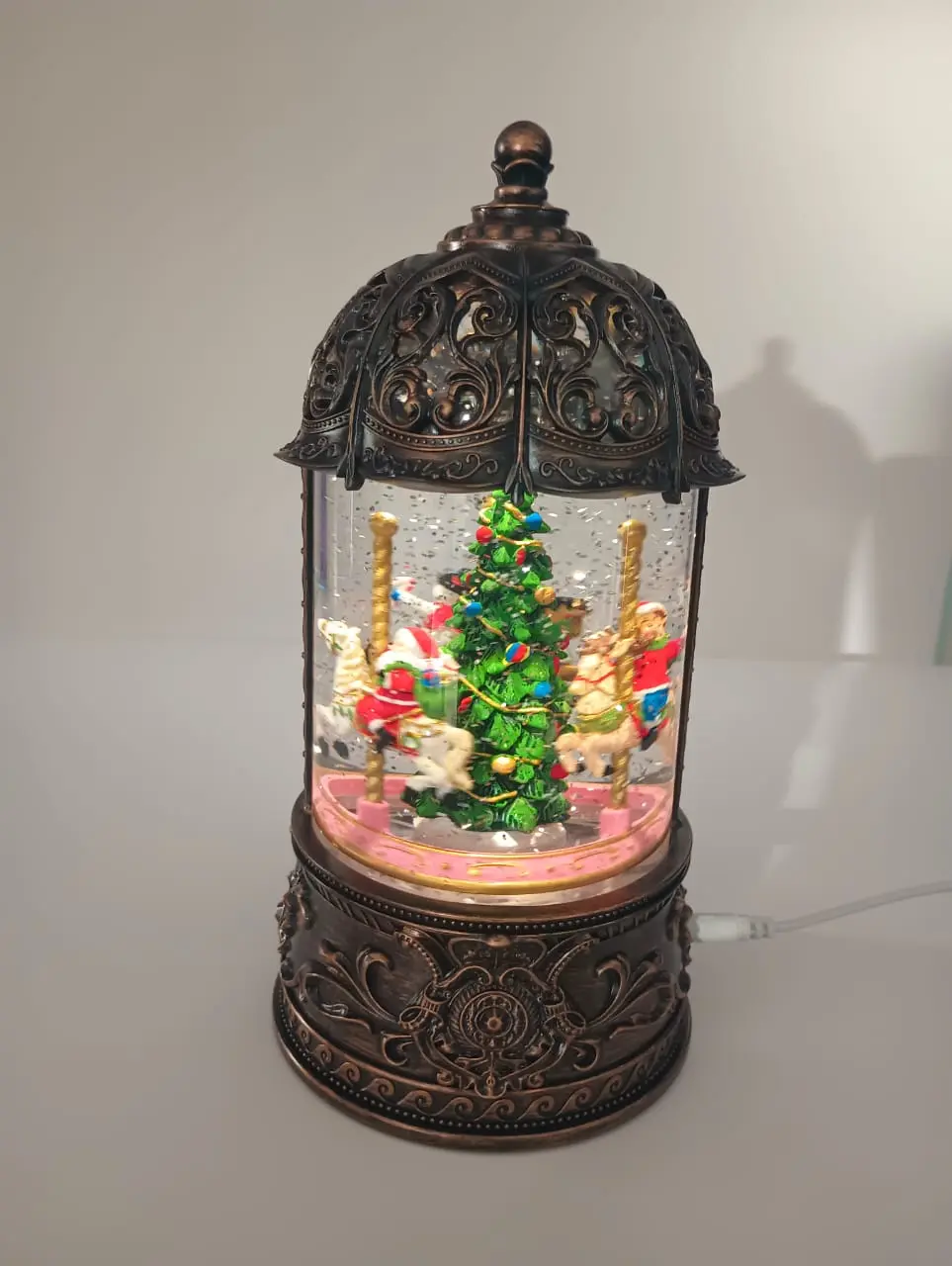 Christmas Tree Music Box with Rotating Feature Acrylic Crystal Ball & Snow Flower Ball Magical Decoration, Christmas Ornaments