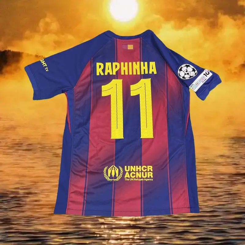 25-26 Home Red and Blue Lamiin Yaaamal No. 10 Football Jersey