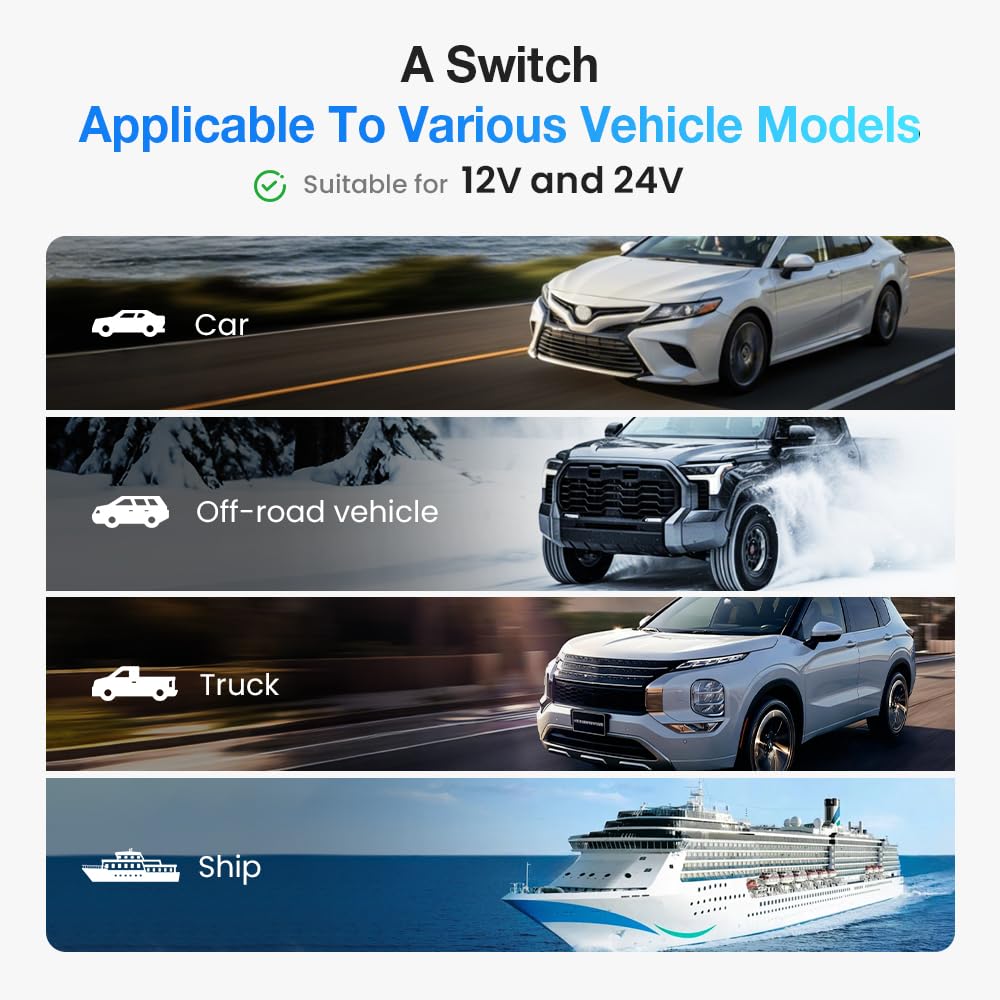 Car Battery Power Cut-Off Switch Breaker, 2026 New Car Battery Disconnect Switch Adjustable Pure Copper Stable Transmission High Conductivity 12v-24v Disconnect Switch for Car Truck Boat