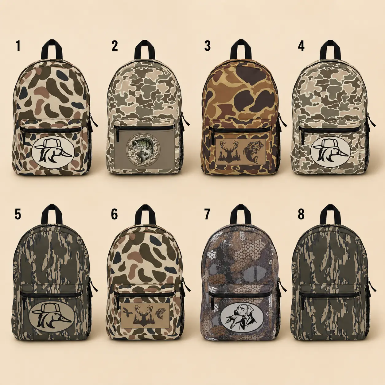 [ BEST SELLER ] Camo Hunting Backpack, Duck Dog Fishing School Bag, Outdoor Sports Daypack, Rustic Gift for Hunter and Angler**