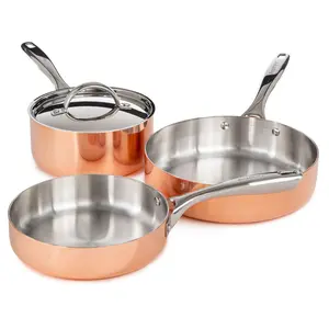 BergHOFF Vintage 4pc Tri-Ply Copper Cookware Set with Lids BergHOFF Vintage 4pc Tri-Ply Copper Cookware Set with Lids