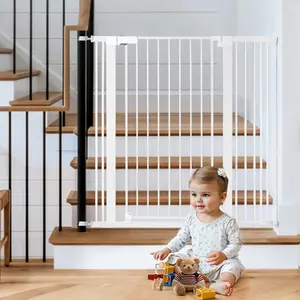 42'' Extra-Tall Baby Safety Gate with Pressure Mount Adjustable Width 29.5''-40'' Self-Closing Door & Dual Locks for Secure Home Use