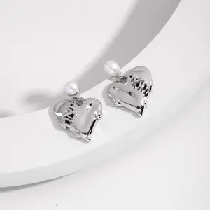 Kola_Liu_Bijoux Sterling silver heart shape earrings